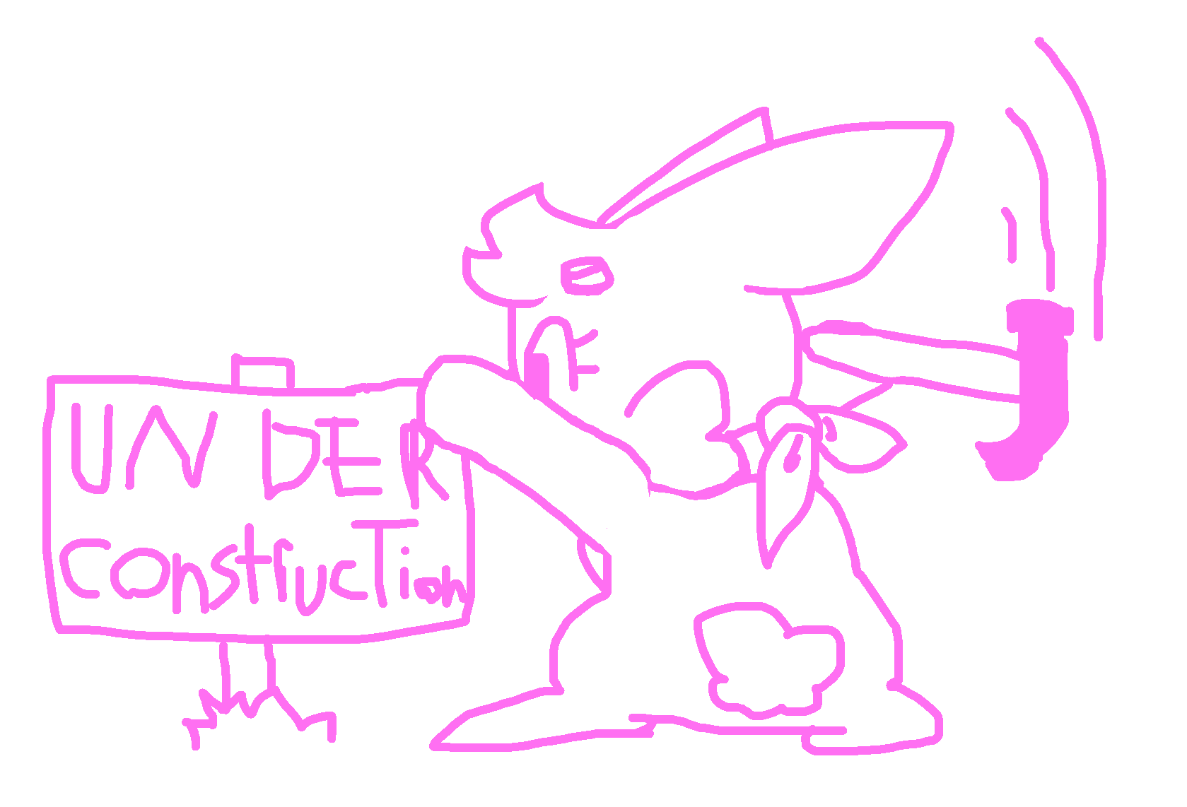A bunny hammering a sign that reads 'under construction' into the site's unfinished sidebar